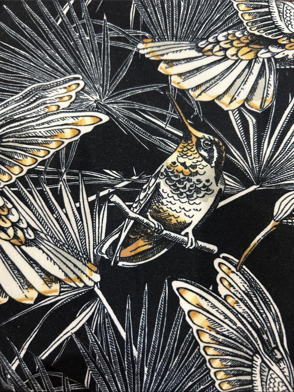 LuLaRoe hummingbird print - Black, cream  and Gold/brown